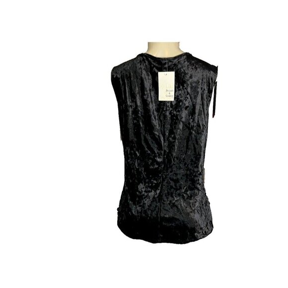 Belah & Codey XL Black Crushed Velvour Keyhole Neck Metal Accent Sleeveless Top - Picture 4 of 5